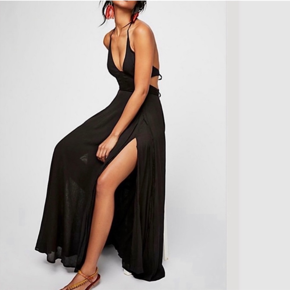 Free People Lille Maxi Dress Black NEW Size Small